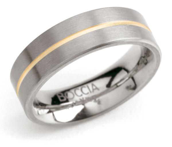 inspanning Ga door contrast Boccia 0101-03 Ring Titanium zilver- en goudkleurig 6 mm