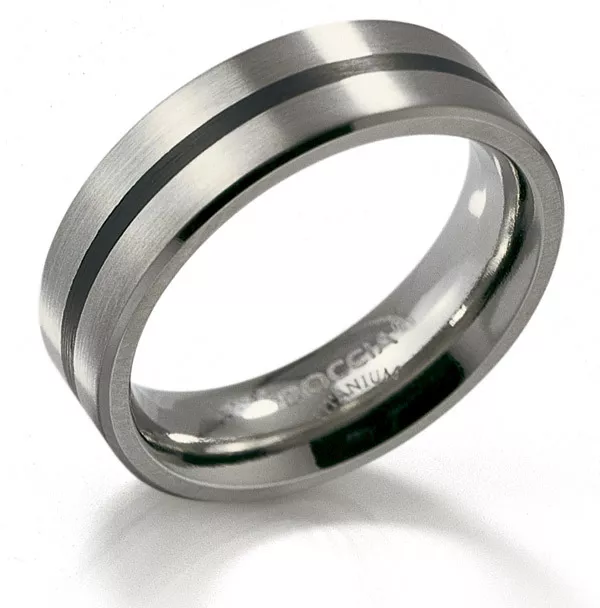 Boccia 0101-14 Ring Titanium-Emaille zilverkleurig-zwart 6 mm