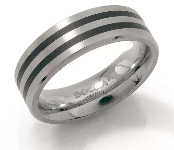 Boccia 0101-17 Ring Titanium-Emaille zilverkleurig-zwart 6 mm