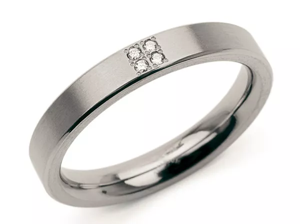 Boccia 0120-01 Ring Titanium-Diamant zilverkleurig 3,2 mm 4 x 0,02 crt