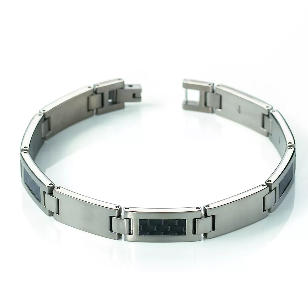 Boccia 0333-01 titanium armband met carbon inleg