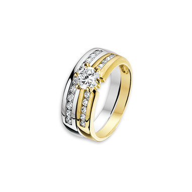 Huiscollectie 4204860 Bicolor gouden zirkonia ring