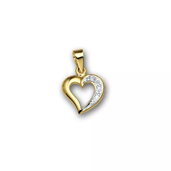 Huiscollectie 4005762 Bicolor gouden hart met diamant