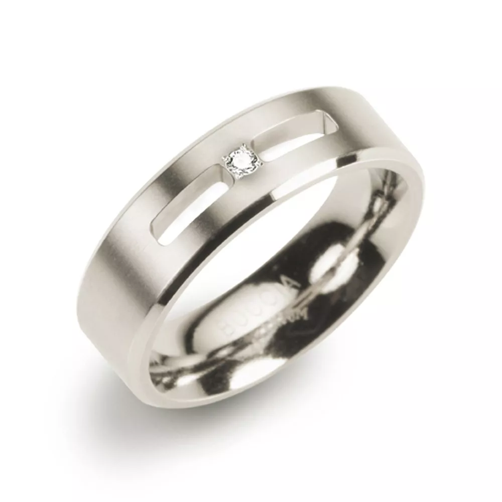 Boccia 0101-26 Ring Titanium met diamant zilverkleurig 6 mm 0,02 crt