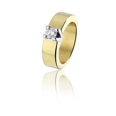 Huiscollectie 02-13-TR Bicolor gouden ring met diamant