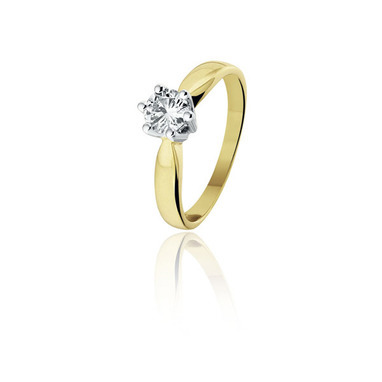 Huiscollectie 05-12-TR Bicolor gouden ring met diamant