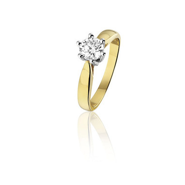 Huiscollectie 05-13-TR Bicolor gouden ring met diamant