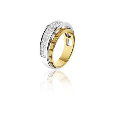 Huiscollectie 18-09-TR Bicolor gouden ring met diamant