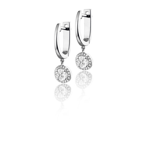 een paar Schiereiland Rodeo Witgouden oorbellen met diamant - 22-14-TR | Trendjuwelier