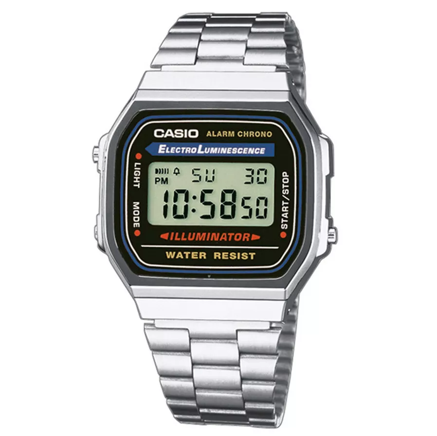 Casio A168WA-1YES Horloge Retro Classic zilverkleurig