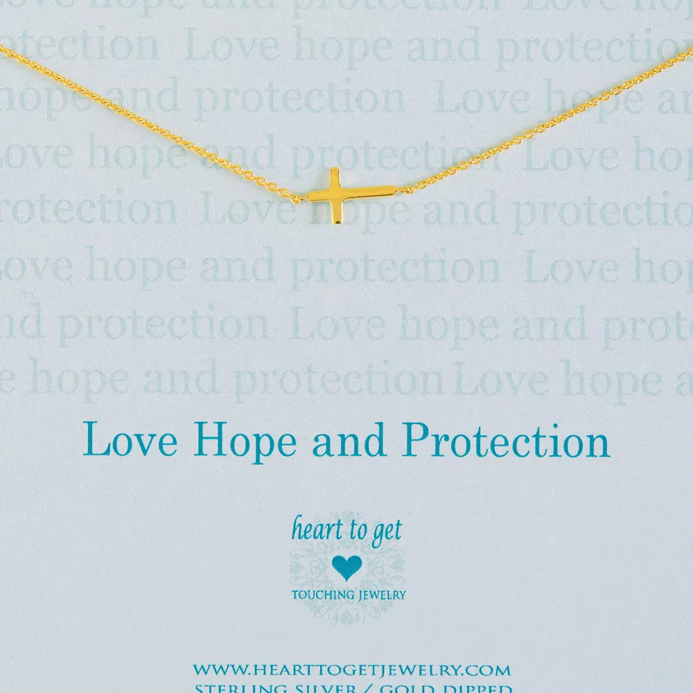 Heart to get N11CRO11G-2 Ketting Cross Love Hope & Protection zilver goudkleurig