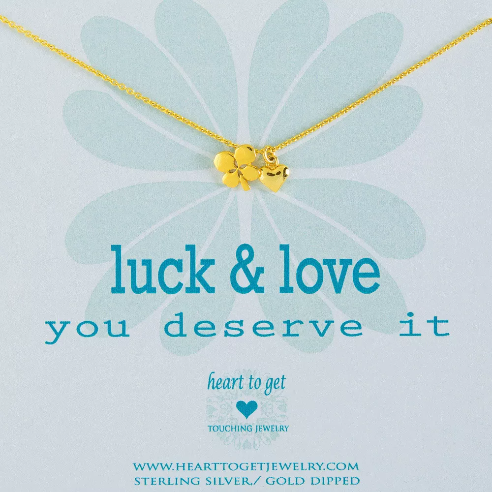 Heart to get N19CLH11G-2 Ketting Clover & Heart Luck & Love zilver goudkleurig