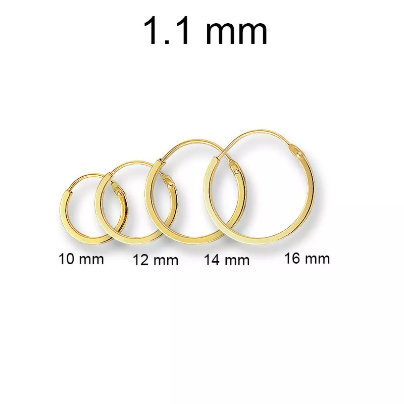 Gouden oorringen vierkant 1.1 mm