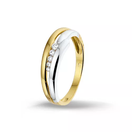 Bicolor gouden zirkonia ring