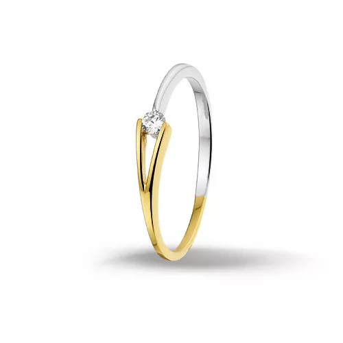 Bicolor gouden zirkonia ring