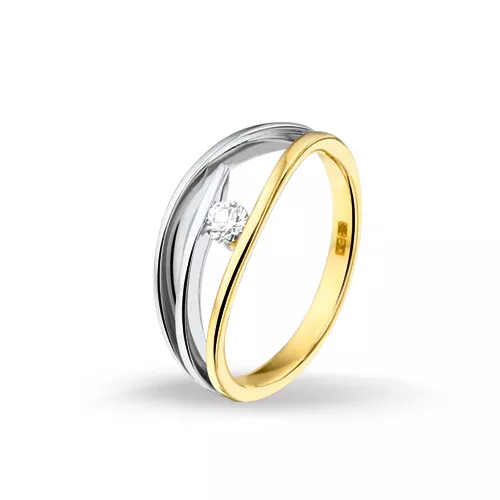 Huiscollectie 4206341 Bicolor gouden zirkonia ring