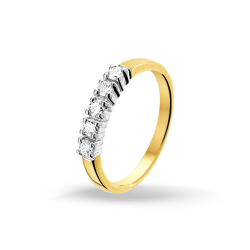 Bicolor gouden dames ring diamant | Trendjuwelier