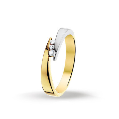 Huiscollectie 4205926 Bicolor gouden ring met diamant 0.06 crt