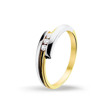 Huiscollectie 4205931 Bicolor gouden ring met diamant 0.09 crt