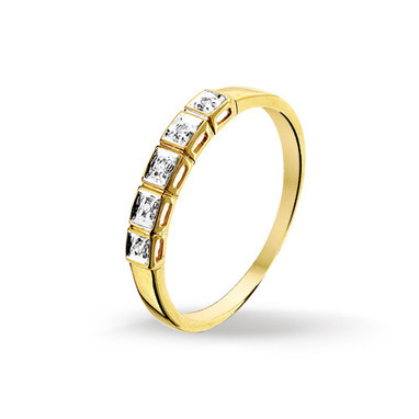 Huiscollectie 4015144 Gouden ring met diamant 0.022 crt