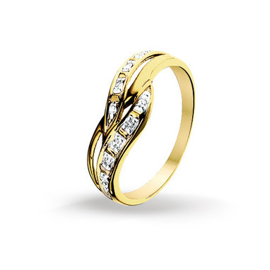 Huiscollectie 4014966 Gouden ring met diamant 0.04 crt