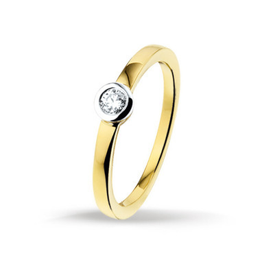Huiscollectie 4205101 Bicolor gouden ring met diamant 0.10 crt