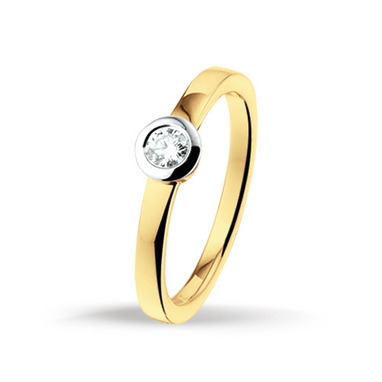 Huiscollectie 4205111 Bicolor gouden ring met diamant 0.15 crt