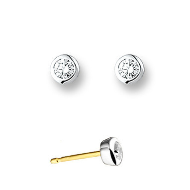 Huiscollectie 4205092 Bicolor gouden oorstekers met diamant 0.25 crt