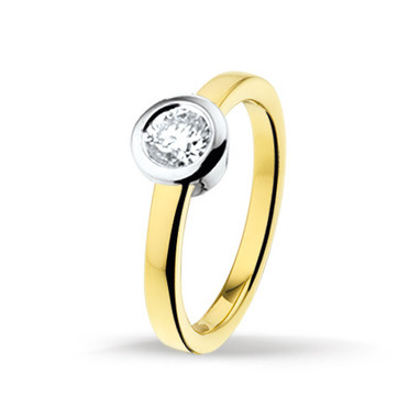 Huiscollectie 4205121 Bicolor gouden ring met diamant 0.25 crt