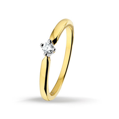 Huiscollectie 4205096 Bicolor gouden ring met diamant 0.10 crt