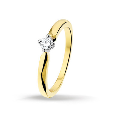 Huiscollectie 4205106 Bicolor gouden ring met diamant 0.15 crt