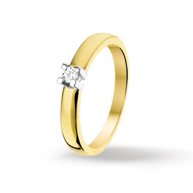 Huiscollectie 4204972 Bicolor gouden ring met diamant 0.10 crt