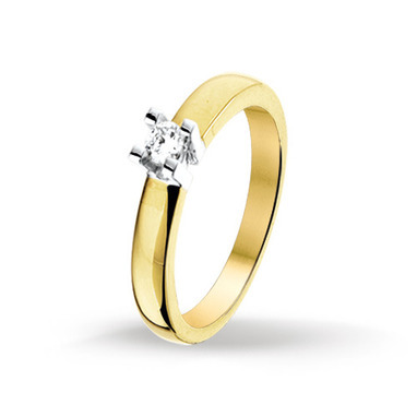Huiscollectie 4204979 Bicolor gouden ring met diamant 0.15 crt