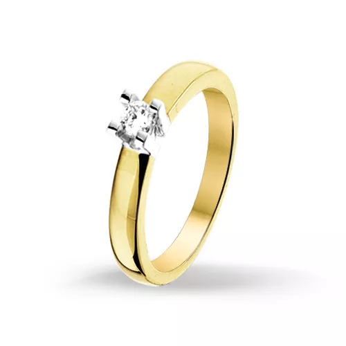 Bicolor gouden ring met diamant 0.15 crt