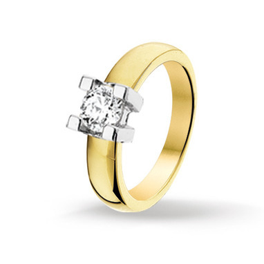 Huiscollectie 4205131 Bicolor gouden ring met diamant 0.50 crt