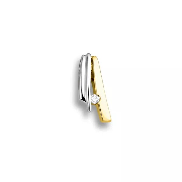 Bicolor gouden hanger met diamant 0.03 crt