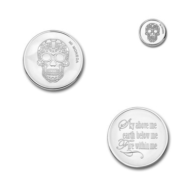 Mi Moneda MON-SKU-01 Skull & Fire silverplated munt
