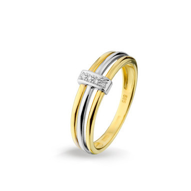 Huiscollectie 4206150 Bicolor gouden ring met diamant 0.02 crt