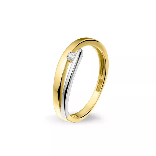 Bicolor gouden ring met 0.048 crt