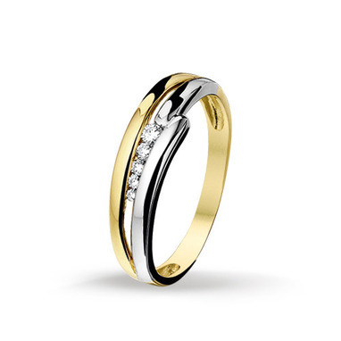 Huiscollectie 4205936 Bicolor gouden ring met 0.09 crt