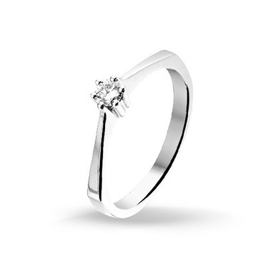Huiscollectie 4102487 Witgouden ring met diamant 0.13 crt