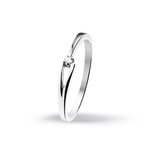 Witgouden ring met diamant 0.07 crt