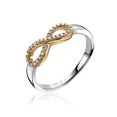 Zinzi ZIR1065Y zilveren ring met verguld infinity teken