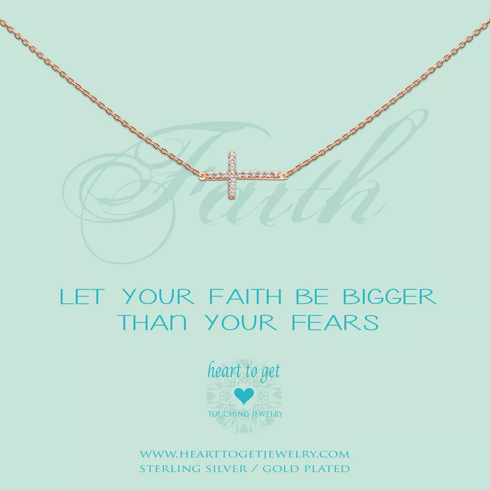 Heart to get N232CRZ14R Ketting Cross Let Your Faith be.... zilver goudkleurig