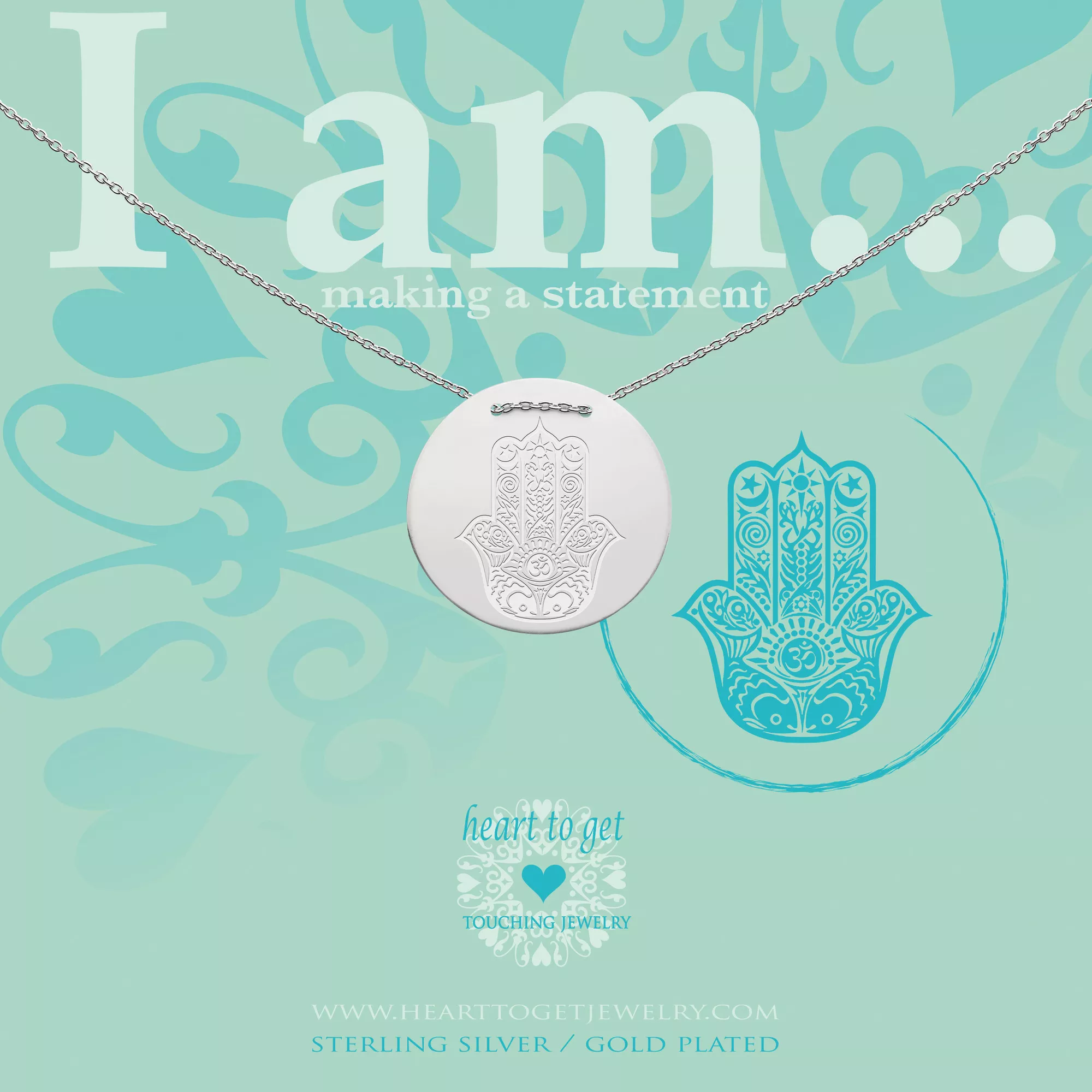 Heart to get IAM413N-HAMSA-S Ketting Hamsa Symbol zilver
