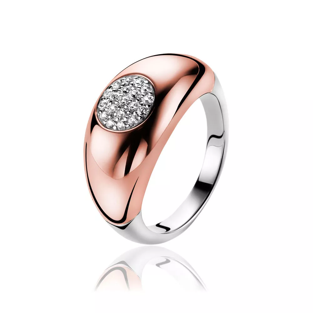 Zinzi ZIR1147D zilveren rosevergulde ring
