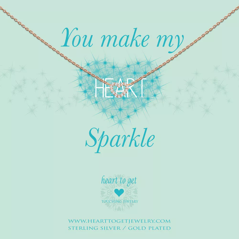 Heart to get N238OPZ15R Ketting You Make My Heart Sparkle zilver rosekleurig 