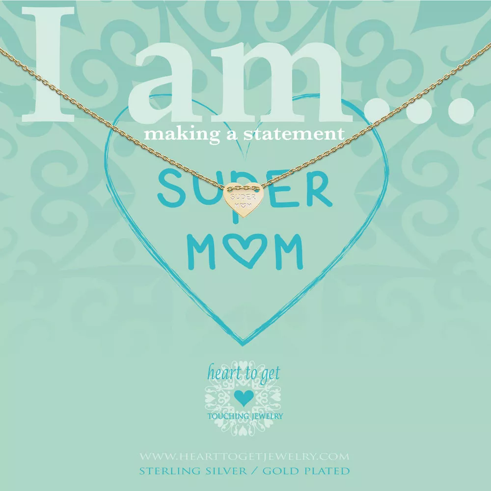 Heart to get IAM436N-SMOM-G Ketting Supermom Heart zilver goudkleurig