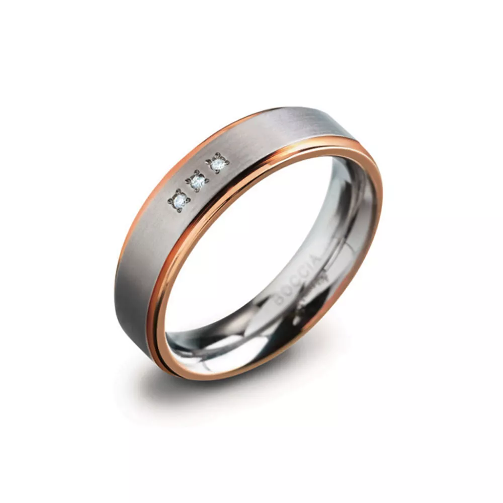 Boccia 0134-02 Ring titanium/briljant zilver-en rosekleurig 6 mm 0,015 crt