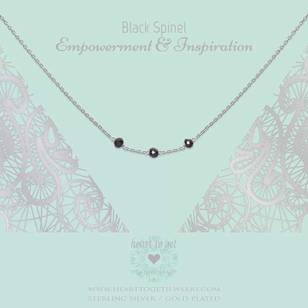 Heart to get N307TGBB16S Ketting Black Spinel Empowerment & Inspiration zilver-zwart